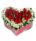 �i�ek Modeli - 20<br>cam vazo i�erisinde 21 adet k�rm�z� g�l , Ortalama boyutlar� 23x20 cm