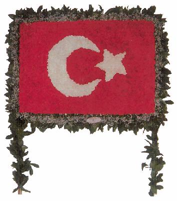 K�rm�z� ve beyaz karanfillerden t�rk bayra�� �eklinde pano<br>k�rm�z� ve beyaz renkli karanfillerden olu�an pano , ortalama �r�n boyutlar� 1500x100 cm b� �r�n teslim tarihinden 2 g�n �nce sipari� verilmelidir